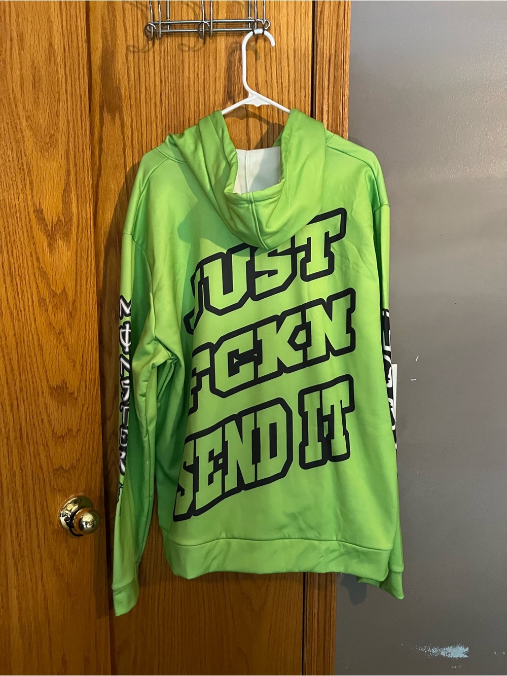Wildfox Neon Green Graphic Zip-Up Hoodie